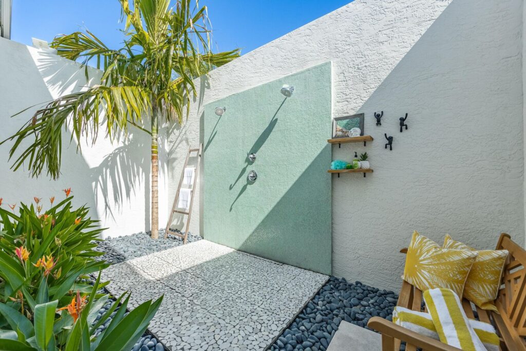 Luxury Outdoor shower at vacation rental